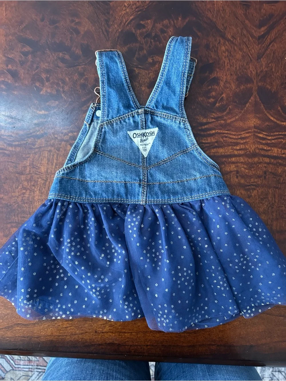 Baby Girls Osh Kosh B'gosh bib overall dress tulle skirt hearts 9-12m